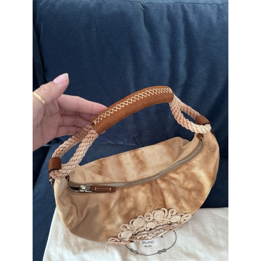 PRADA Vintage Nylon Tie Dye Knot Embellished Rope hobo Bag - Picture 9 of 10